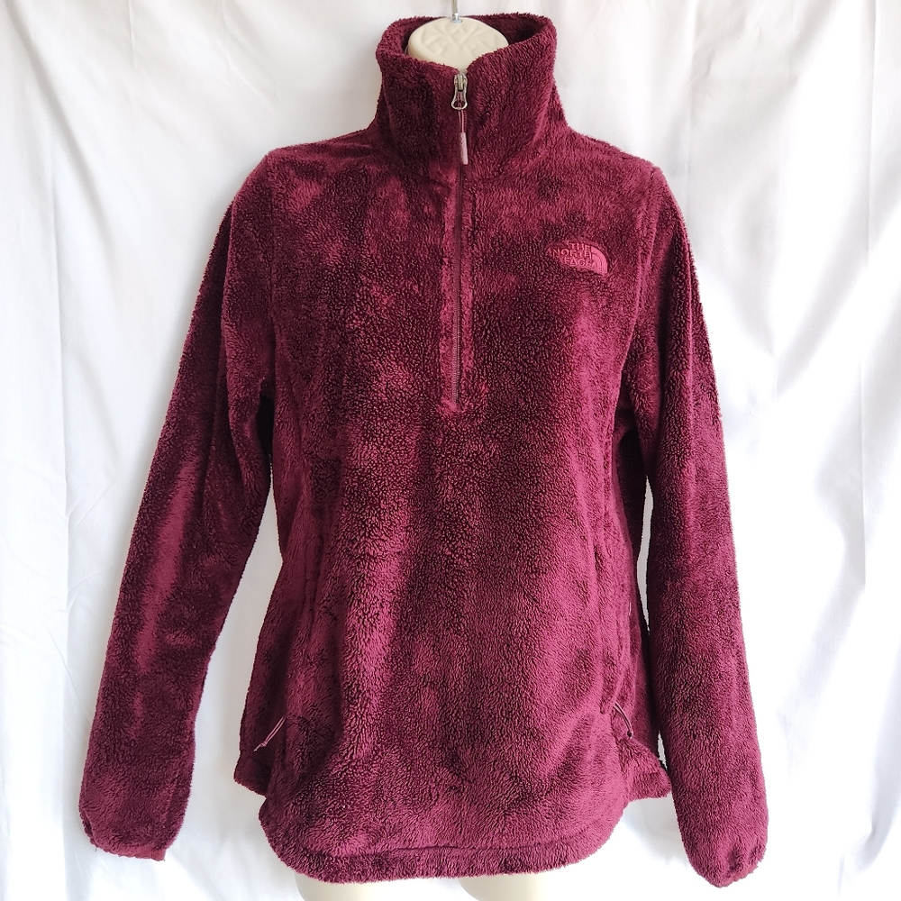 THE NORTH FACE Burgandy Osito ¼ Zip Pullover, Soft Fleece Sweater Jacket Small
